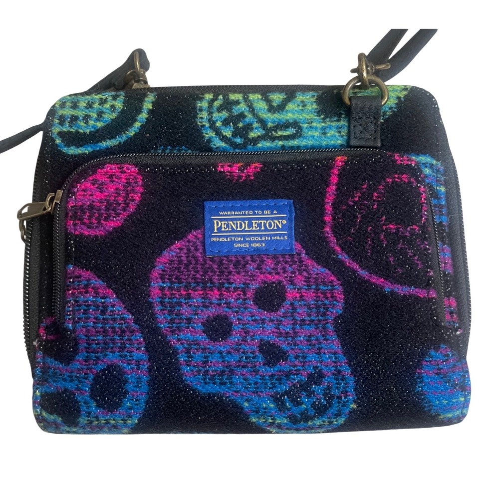 Pendleton Wool Sugar Skull Crossbody Bag dia de Los muertosEUC Wallet Organizer